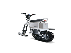 White electric bike with tracks on a white background