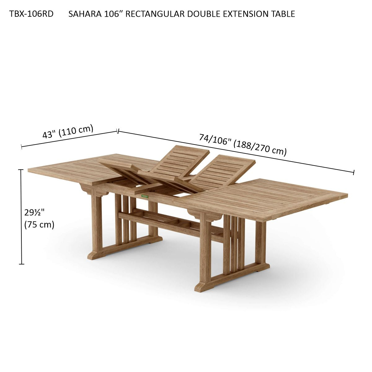 Anderson Teak Sahara 106″ Rectangular Double Extension Table [TBX-106RD]
