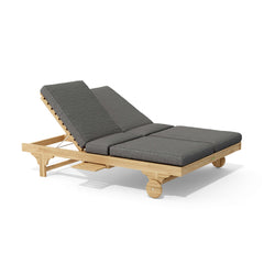 Anderson Teak BEL-AIR Double Sun Lounger – Solid Teak, Dual Position Seating, Slide-Out Trays