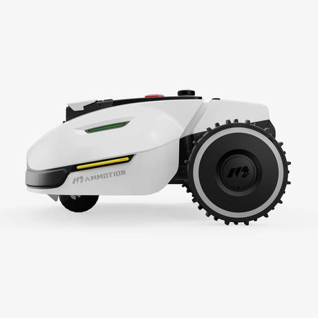 Robotic lawn mower on a white background