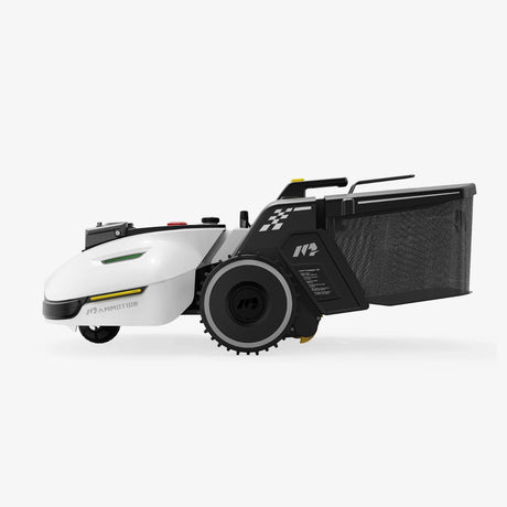 Robotic lawn mower on a white background