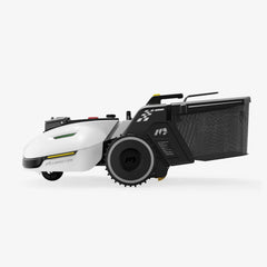 Robotic lawn mower on a white background