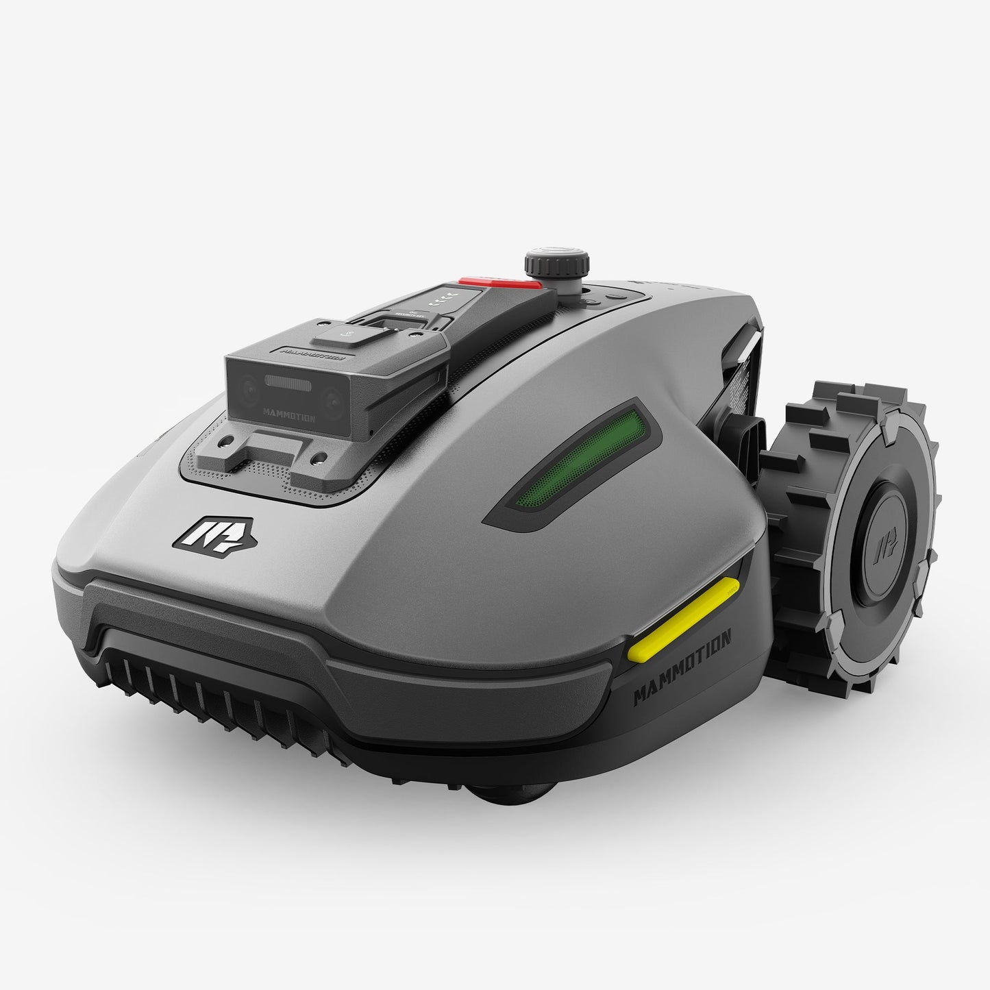 Robotic lawn mower on a white background