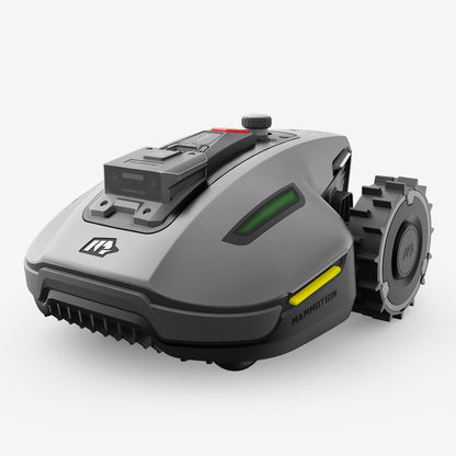 Robotic lawn mower on a white background