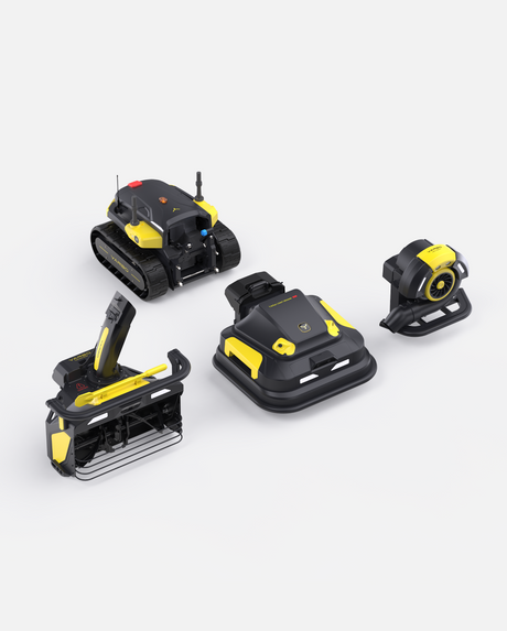 Yarbo 4-in-1 yard robot with Lawn Mower Pro, snow blower and leaf blower modules