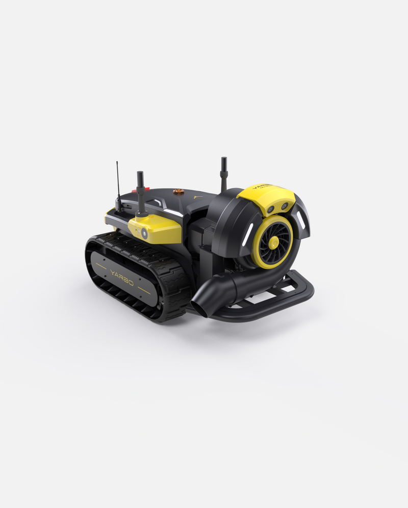 Yarbo Blower autonomous robot clearing leaves from a lawn