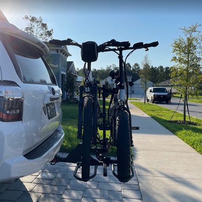 Hitch mounted dual electric bike rack