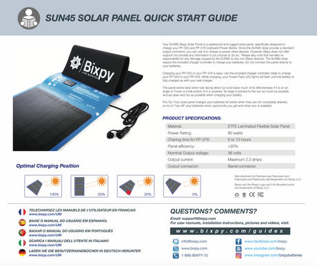 Bixpy SUN80 Waterproof Solar Panel | CH-SOL-2201