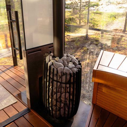 Cozy Heat SW Thru-Wall Wood Burning Sauna Stove with Sauna Stones [COZY SW-TW]