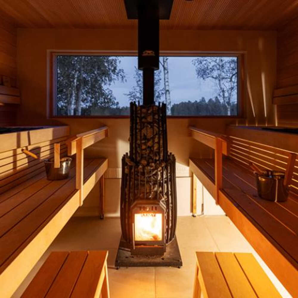 Cozy Heat SW Thru-Wall Wood Burning Sauna Stove with Sauna Stones [COZY SW-TW]