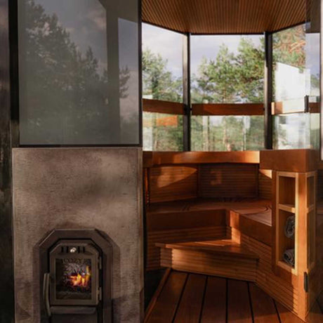 Cozy Heat SW Thru-Wall Wood Burning Sauna Stove with Sauna Stones [COZY SW-TW]