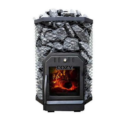 Cozy Heat Wood‑Burning Floor Mount Sauna Stove with Chimney Kit & Sauna Stones – Stainless Steel, 12KW / 18KW