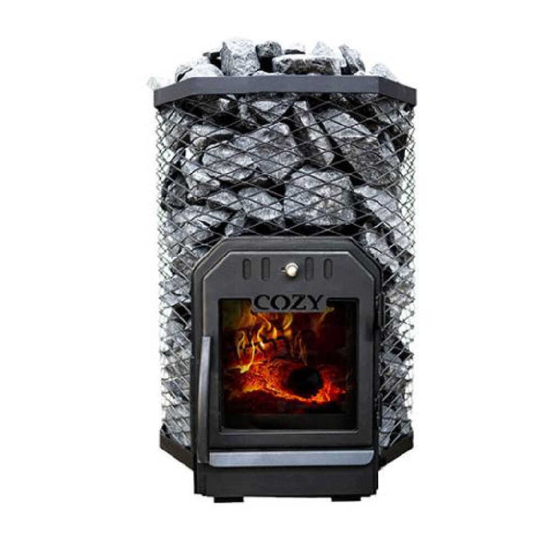 Cozy Heat Wood‑Burning Floor Mount Sauna Stove with Chimney Kit & Sauna Stones – Stainless Steel, 12KW / 18KW