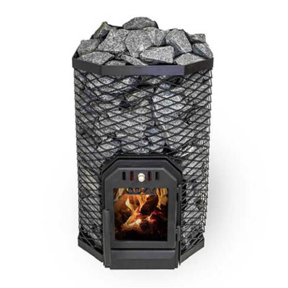 Cozy Heat Wood‑Burning Floor Mount Sauna Stove with Chimney Kit & Sauna Stones – Stainless Steel, 12KW / 18KW