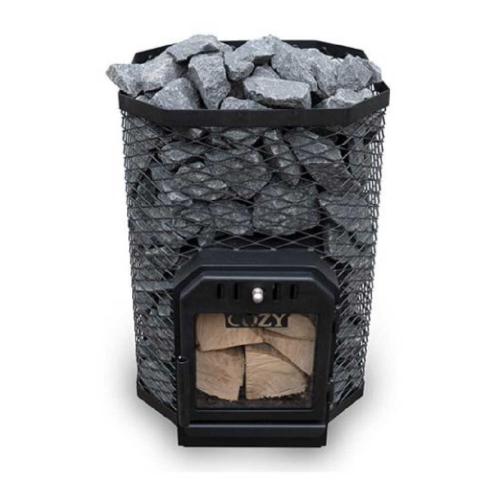 Cozy Heat Wood‑Burning Floor Mount Sauna Stove with Chimney Kit & Sauna Stones – Stainless Steel, 12KW / 18KW