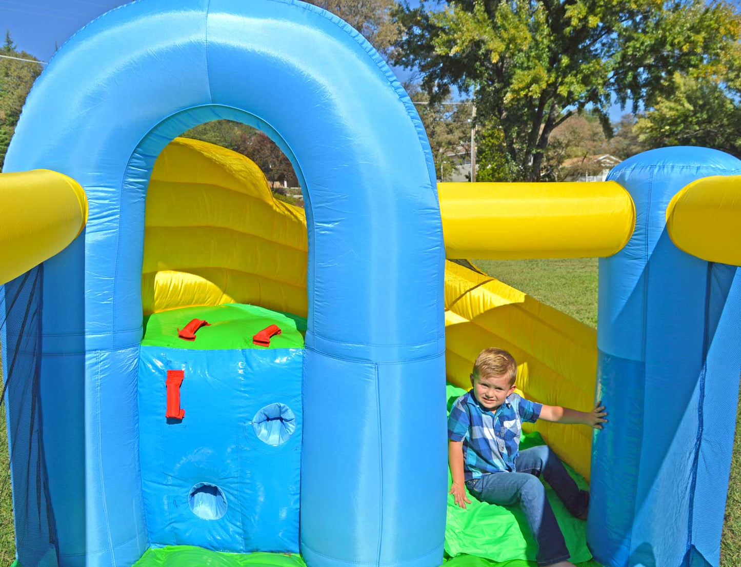 Island Hopper Curved Double Slide Inflatable Bounce House