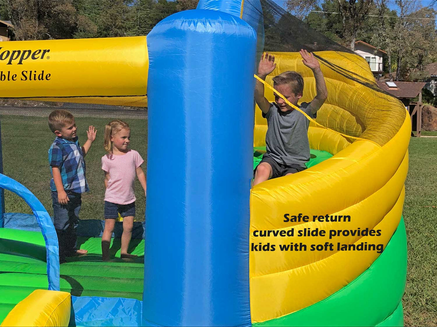 Island Hopper Curved Double Slide Inflatable Bounce House