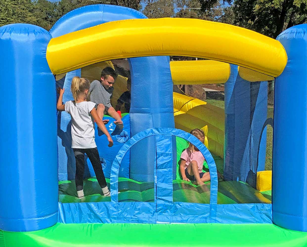 Island Hopper Curved Double Slide Inflatable Bounce House