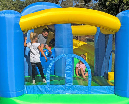 Island Hopper Curved Double Slide Inflatable Bounce House