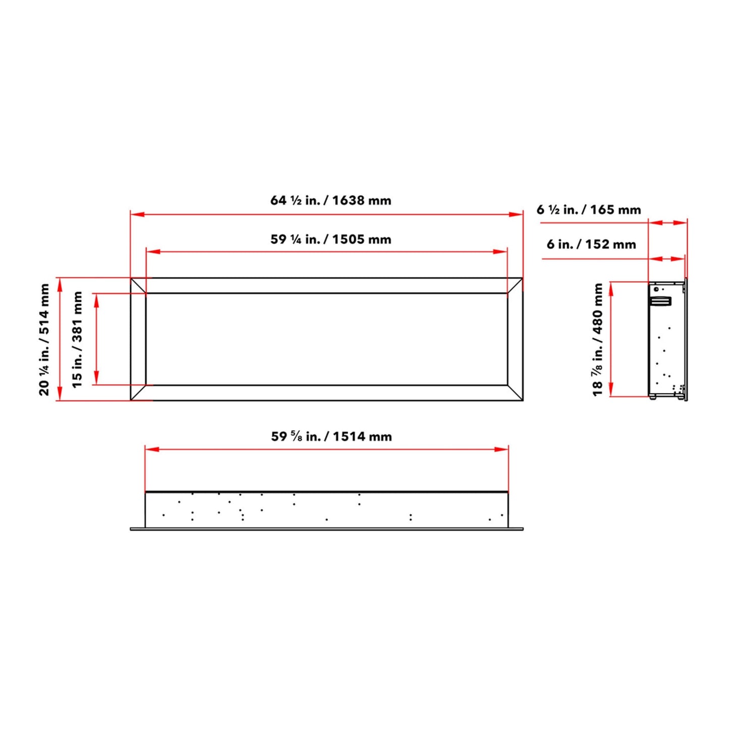 Dynasty Cascade 64" Smart Linear Electric Fireplace [DY-BTX64]