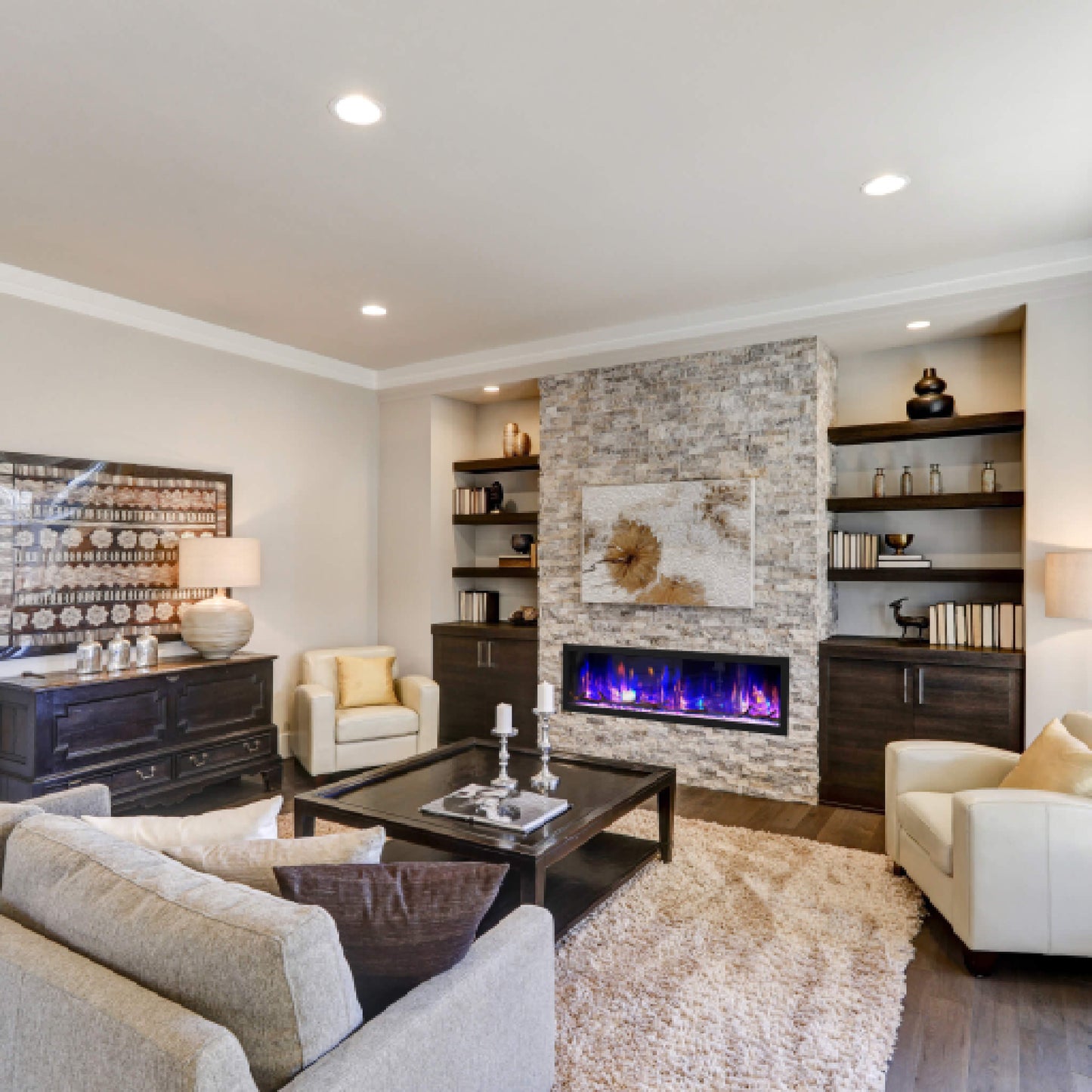 Dynasty Cascade 64" Smart Linear Electric Fireplace [DY-BTX64]