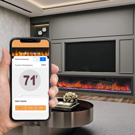 Dynasty Cascade 74" Smart Linear Electric Fireplace [DY-BTX74]