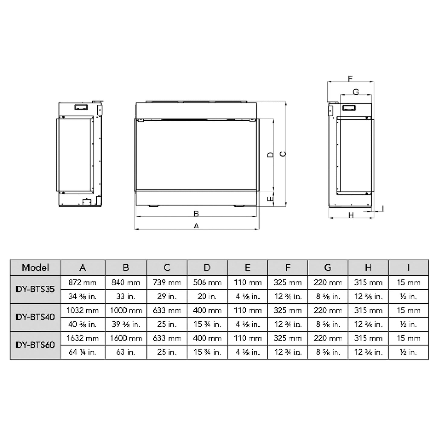 Dynasty Melody 35" Multi-Sided Smart Electric Fireplace With Auto Shut Off [DY-BTS35]
