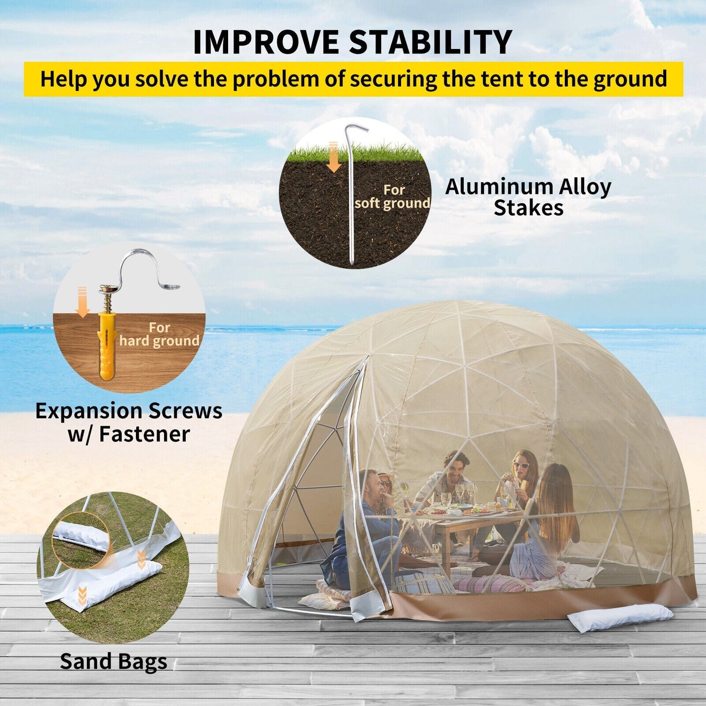 Extra Large 12FT Outdoor Igloo Garden Greenhouse Dome Tent – All‑Weather, UV‑Resistant, 10‑Person Capacity
