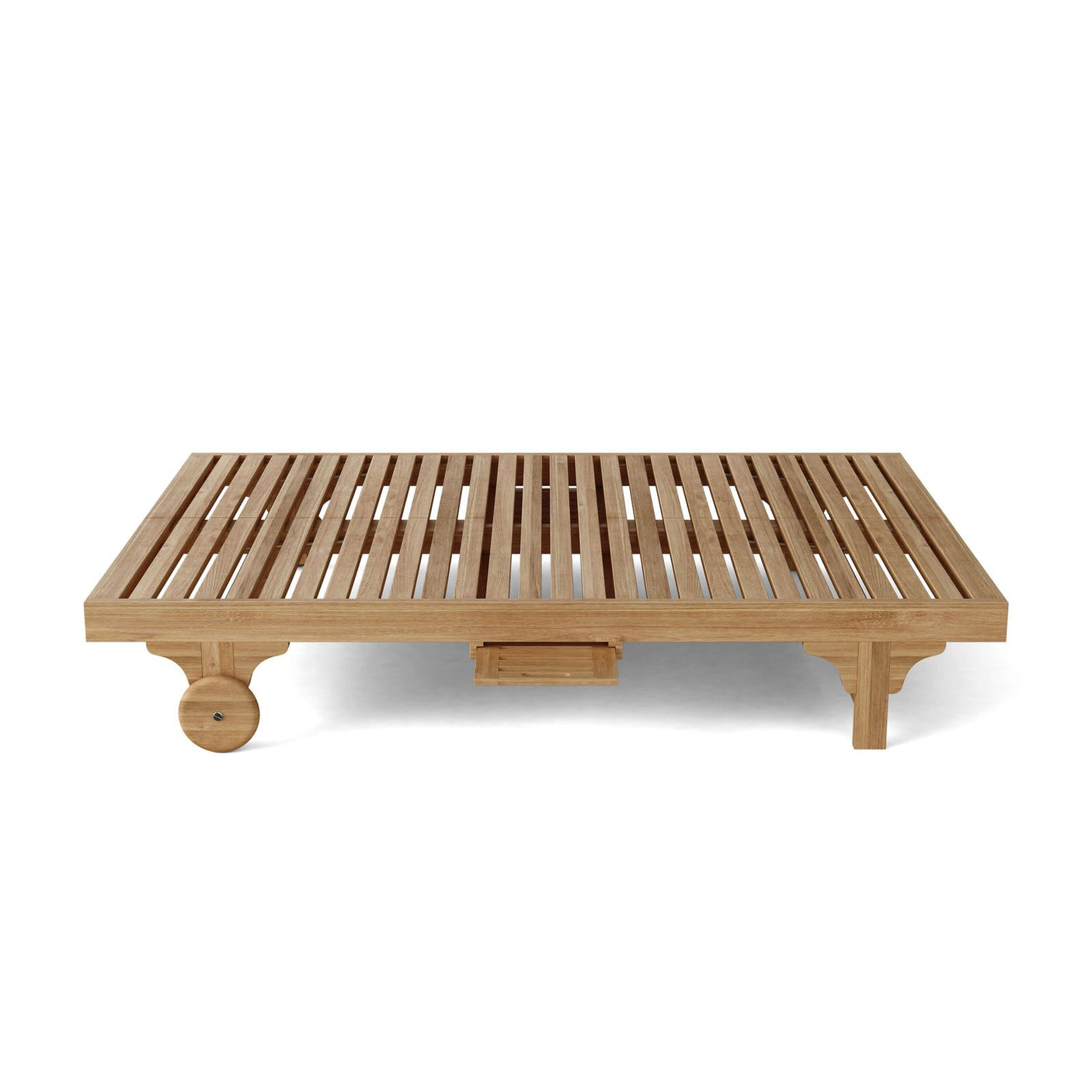Wooden platform bed on a white background