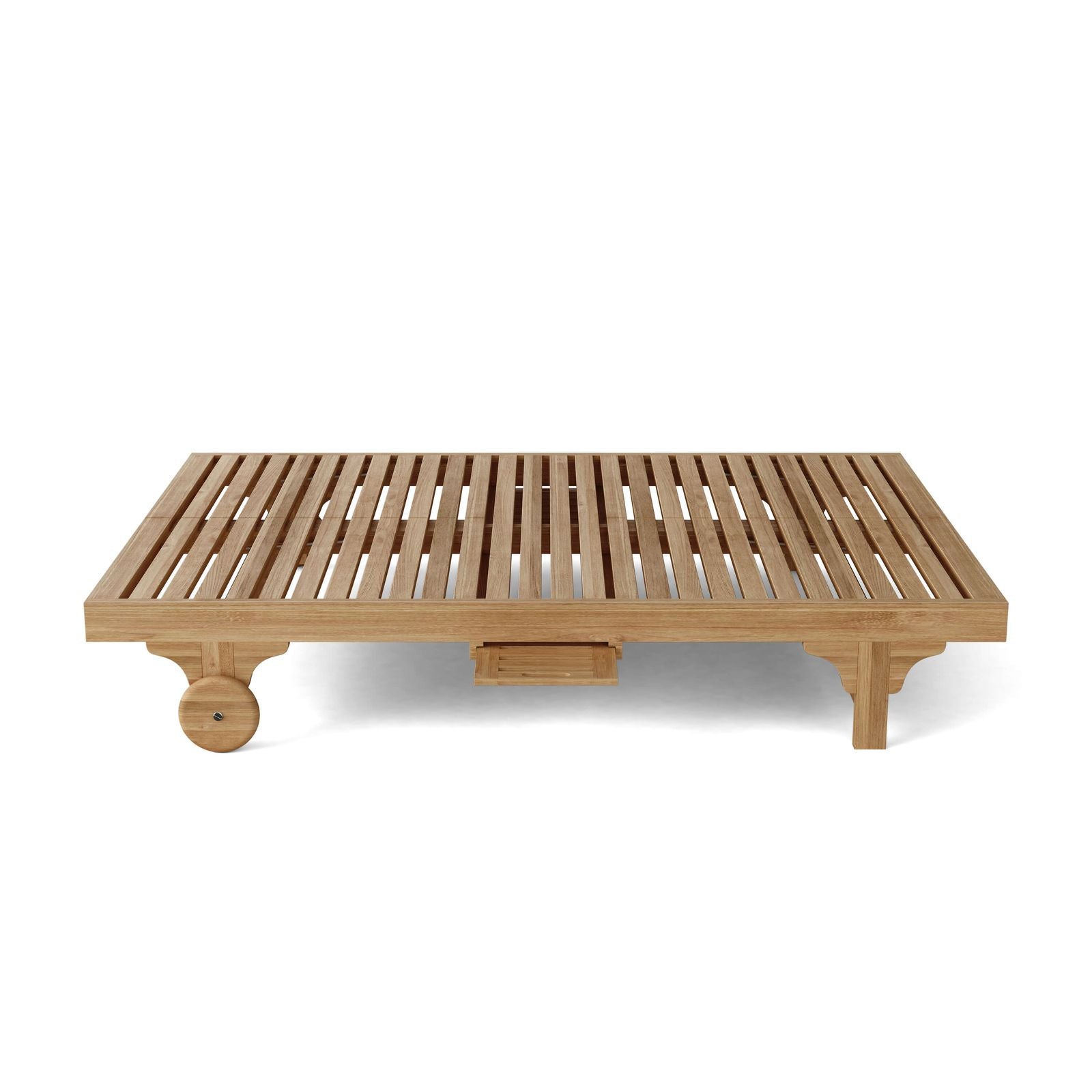 Wooden platform bed on a white background