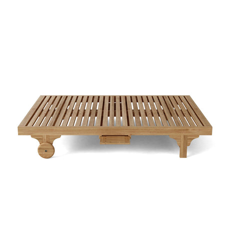 Wooden platform bed on a white background