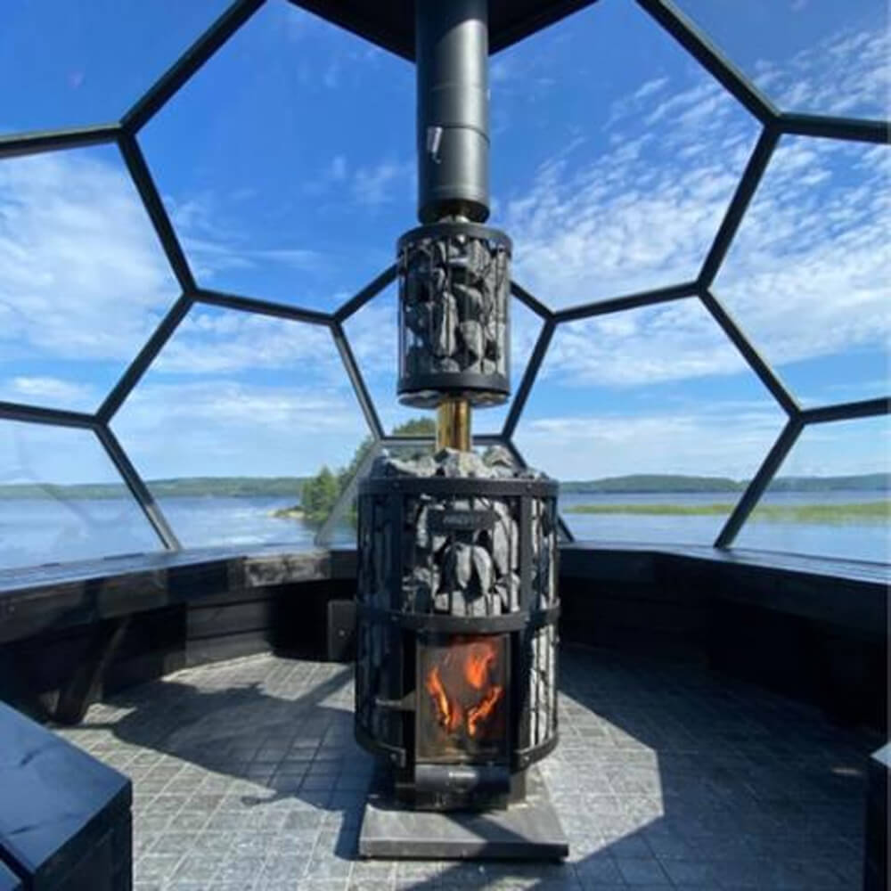 Cozy Heat Wood‑Burning Floor Mount Sauna Stove with Chimney Kit & Sauna Stones – Stainless Steel, 12KW / 18KW