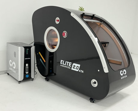 Airvida Elite 1.3–2.0 ATA Hard Shell Sitting Hyperbaric Chamber — Stainless Steel Wellness System