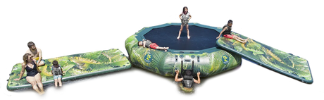 Island Hopper 15' Lakeside Water Bouncer Water Park with Platform/Slide