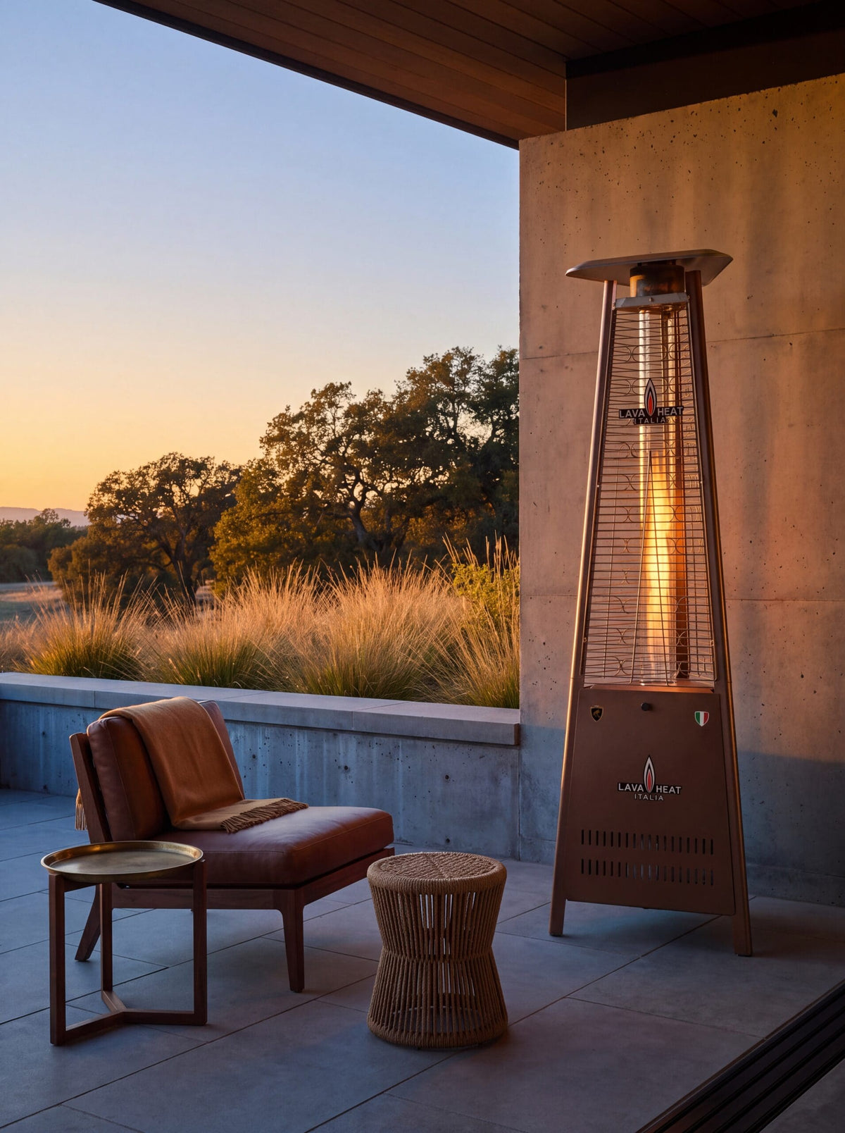 Lava Heat Italia Capri patio heater in an outdoor setting