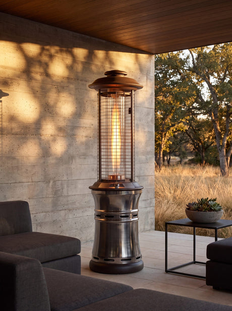 Lava Heat Italia Ember Collapsible patio heater in an outdoor setting