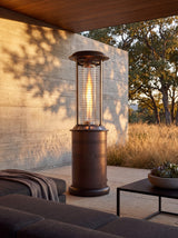 Lava Heat Italia Milano Cylindrical patio heater in an outdoor setting