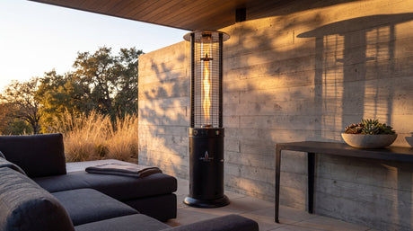 Lava Heat Italia Opus series patio heater in an outdoor setting