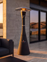 Lava Heat Italia Palermo Rattan patio heater in an outdoor setting