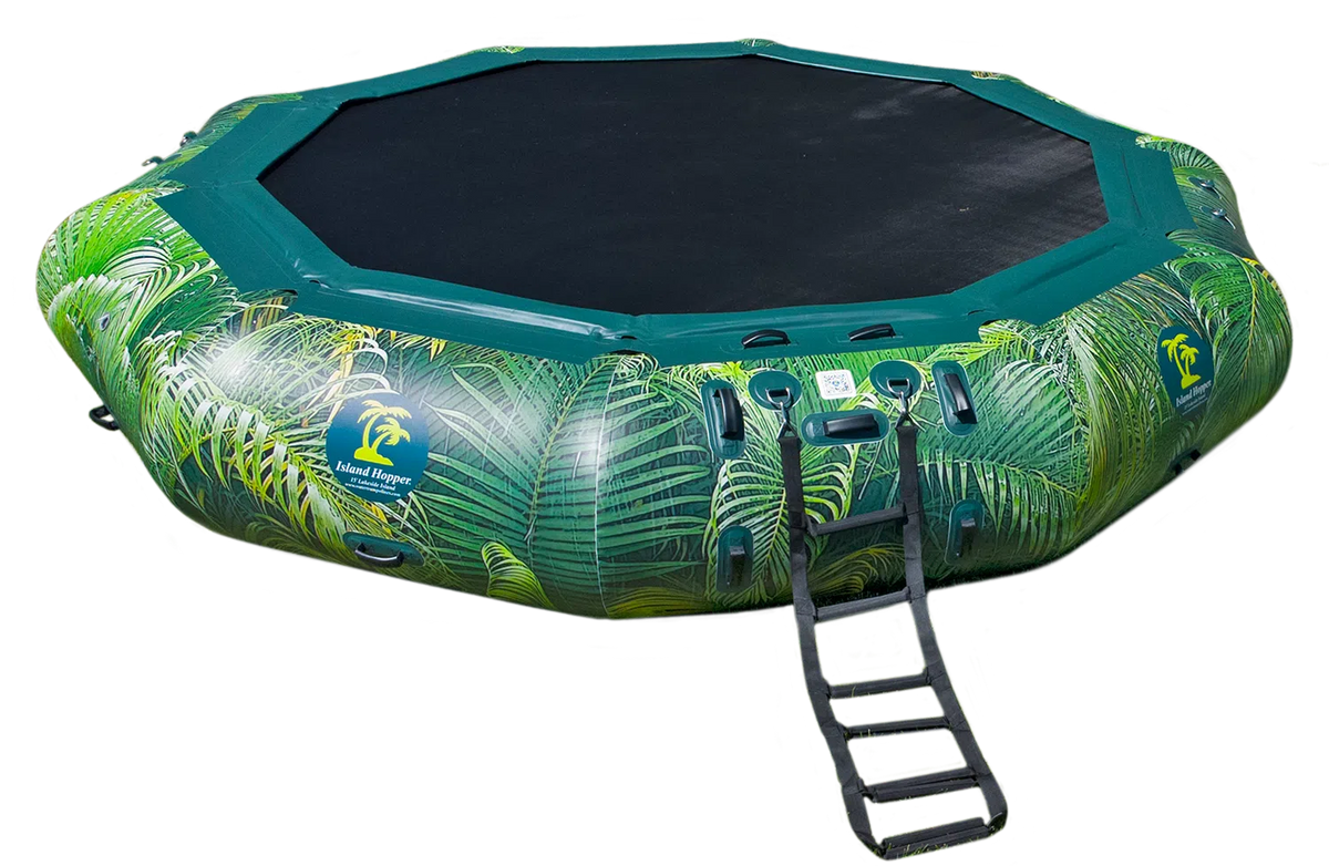 Island Hopper 15' Lakeside Water Bouncer Water Park with Platform/Slide