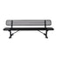 Black metal bench with mesh back on a white background