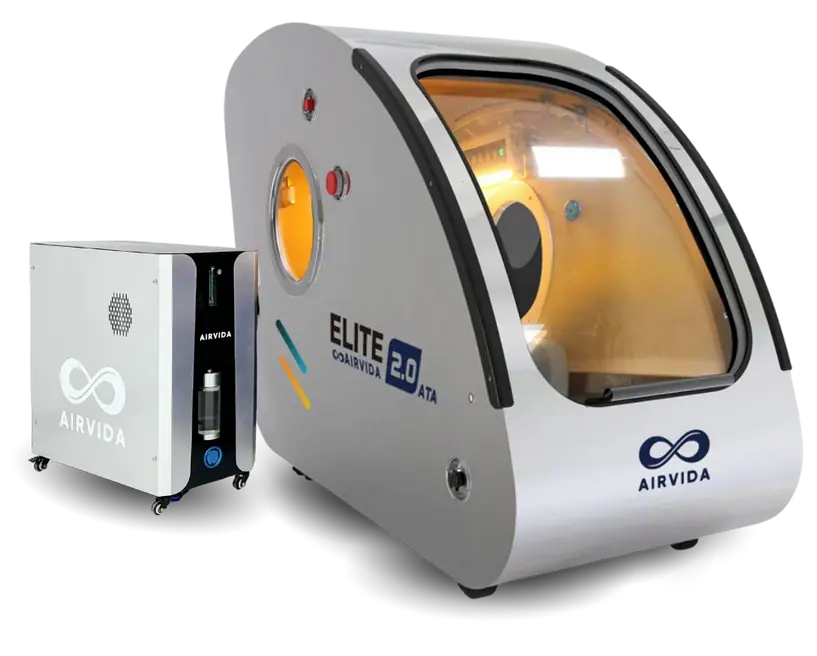 Airvida Elite 1.3–2.0 ATA Hard Shell Sitting Hyperbaric Chamber — Stainless Steel Wellness System