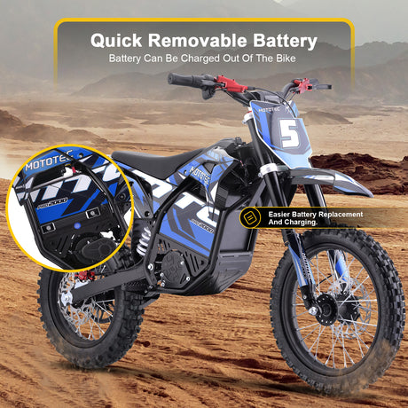 MotoTec 60V 2000W Pro Electric Dirt Bike Lithium HP115E – 40 MPH