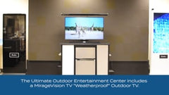 MirageVision Ultimate Outdoor Entertainment Center | All-In-One Weatherproof Outdoor TV & Mini-Fridge System