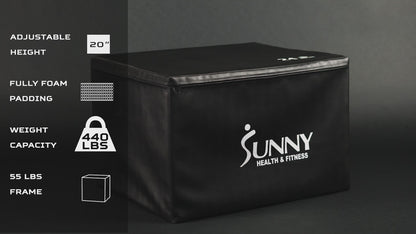 Sunny Health & Fitness 3 in 1 Weighted Pro-Plyo Box 30"/ 24"/ 20"