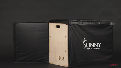 Sunny Health & Fitness Wood Plyo Box with Cover