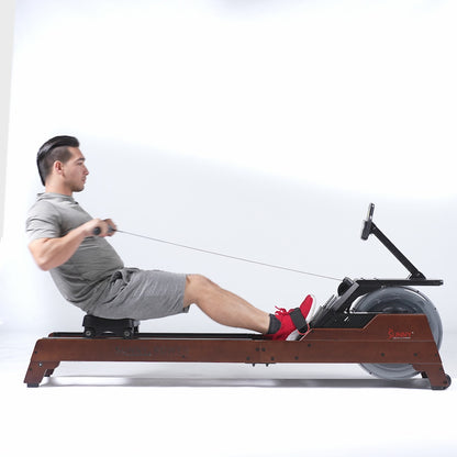 Sunny Health & Fitness Vertical Hydro Wooden Water Rowing Machine