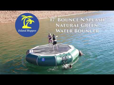Island Hopper 17' Bounce N Splash Natural Green Water Bouncer