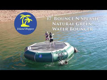 Island Hopper 17' Bounce N Splash Natural Green Water Bouncer