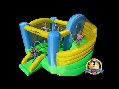 Island Hopper Curved Double Slide Inflatable Bounce House